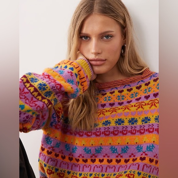 NWT- Free People Multicolor Knit wool Sweater brand new - Picture 10 of 16